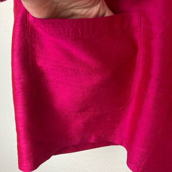 Italian pure silk 3/4 sleeve elegant boxy jacket w/pockets, shell buttons - Picture 4 of 13